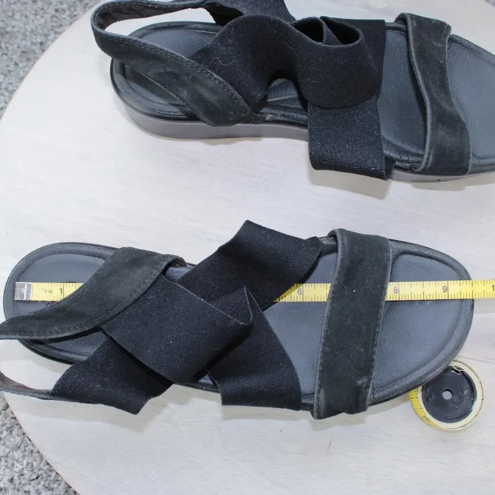 Skechers Luxe Foam Black Elastic Slingback Platform Sandals Womens 6.5